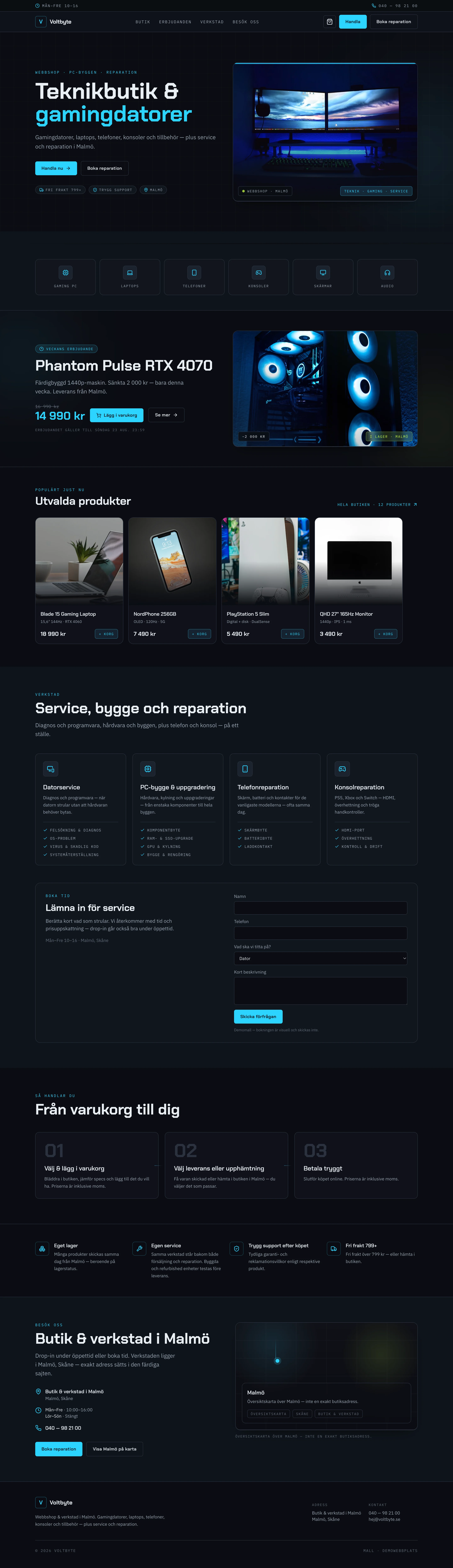 Voltbyte Butik full page preview
